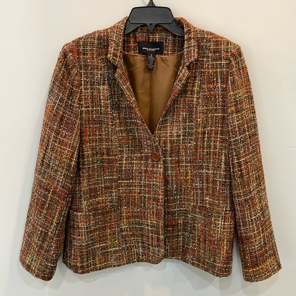 meryl diamond Jackets & Blazers - Meryl Diamond New York Tweed Blazer Jacket 12 Brown Multi-Color Bouclé Workwear